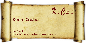 Korn Csaba névjegykártya